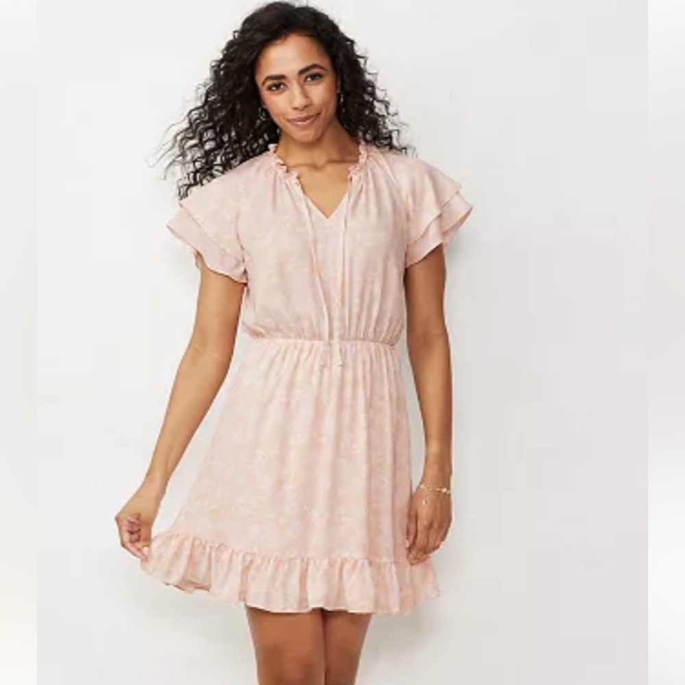 💕Dress of the week⭐️ LC Lauren Conrad Pink and White dress xs!